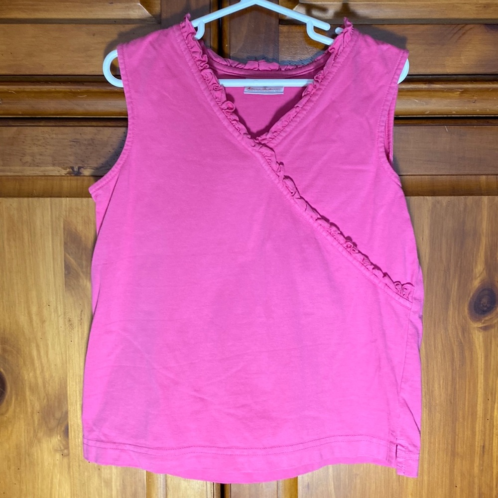 Hanna Andersson Girls Pink Ruffle Tank Top